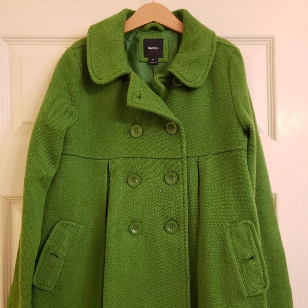 Like New Gap Kids Kelly Green Pea Coat (M)